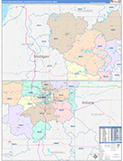 South Bend-Mishawaka Metro Area Wall Map Color Cast Style